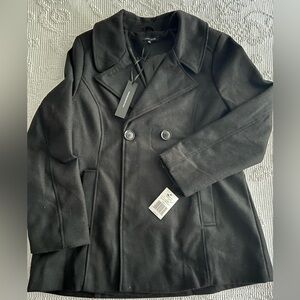 Larry Levine Black Pea Coat Classic Style